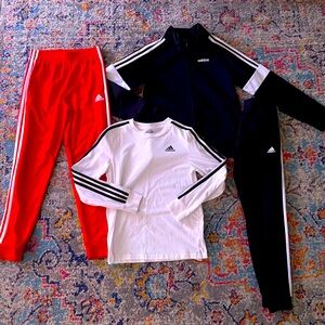 Adidas Boys 3 Stripe Full Zip Jogger Track Suit 4 piece set size 10/12